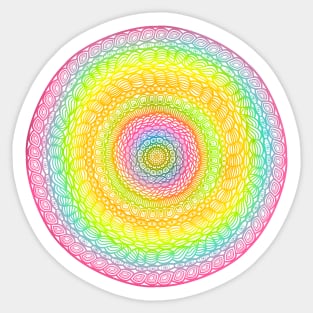 Neon Rainbow Mandala - Intricate Digital Illustration, Colorful Vibrant and Eye-catching Design, Perfect gift idea for printing on shirts, wall art, home decor, stationary, phone cases and more. Sticker